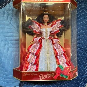 Barbie Red and White Holiday Doll with Victorian Gown